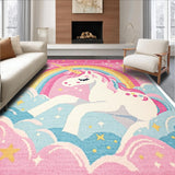Ultra Soft Area Rug, Non Slip, Stain Resistant, Washable Area Rugs for Living Room, Bedroom, Unicorn-Themed Plush Nursery Area Carpet(Red)