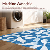 Ultra Soft Area Rug, Non Slip, Stain Resistant, Washable Area Rugs for Living Room, Bedroom, Sweet Cerulean Ribbon Accent Rug With Trendy Coquette Flair For Preppy Decor(Blue)
