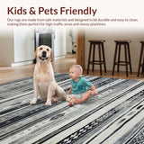 Ultra Soft Area Rug, Non Slip, Stain Resistant, Washable Area Rugs for Living Room, Bedroom, Rustic Vintage Ethnic Motif(Gray)