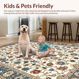 Ultra Soft Area Rug, Non Slip, Stain Resistant, Washable Area Rugs for Living Room, Bedroom, Artistic Abstract Floral Expression(White)