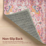 Ultra Soft Area Rug, Non Slip, Stain Resistant, Washable Area Rugs for Living Room, Bedroom, Adorable Pastel Garden Design(Pink)