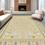 Ultra Soft Area Rug, Non Slip, Stain Resistant, Washable Area Rugs for Living Room, Bedroom, Vintage Retro Half-Moon Style(Gold)