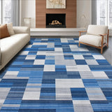Ultra Soft Area Rug, Non Slip, Stain Resistant, Washable Area Rugs for Living Room, Bedroom, Elegant Abstract Geometric Design(Blue)
