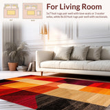 Ultra Soft Area Rug, Non Slip, Stain Resistant, Washable Area Rugs for Living Room, Bedroom, Abstract Geometric Burnt Orange Living Room Floor Rug(Red)