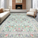 Ultra Soft Area Rug, Non Slip, Stain Resistant, Washable Area Rugs for Living Room, Bedroom, Soft Green Abstract Leaf Pattern(Green)