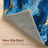 Ultra Soft Area Rug, Non Slip, Stain Resistant, Washable Area Rugs for Living Room, Bedroom, Serene Coastal Marble Design(Blue)