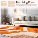 Ultra Soft Area Rug, Non Slip, Stain Resistant, Washable Area Rugs for Living Room, Bedroom, Rustic Textured Warmth Design(Orange)