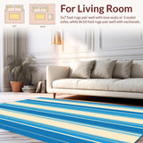 Azure Horizon Striped Durable Non Shedding Versatile Style(Blue)