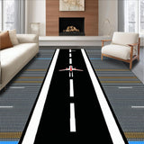 Ultra Soft Area Rug, Non Slip, Stain Resistant, Washable Area Rugs for Living Room, Bedroom, Chic Aviation Roadway Composition(Gray)