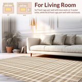 Ultra Soft Area Rug, Non Slip, Stain Resistant, Washable Area Rugs for Living Room, Bedroom, Chic Minimalist Patterned Texture(Beige)