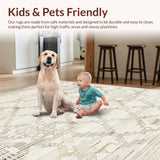 Ultra Soft Area Rug, Non Slip, Stain Resistant, Washable Area Rugs for Living Room, Bedroom, Chic Soft Cream Geometric Motif(Beige)
