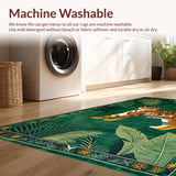 Ultra Soft Area Rug, Non Slip, Stain Resistant, Washable Area Rugs for Living Room, Bedroom, Vintage Ethnic Jungle Aesthetic(Green)