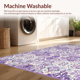 Ultra Soft Area Rug, Non Slip, Stain Resistant, Washable Area Rugs for Living Room, Bedroom, Stylish Modern Lilac Petal Style(Purple)
