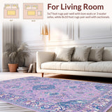 Ultra Soft Area Rug, Non Slip, Stain Resistant, Washable Area Rugs for Living Room, Bedroom, Sophisticated Ogee Patterned Delight(Purple)