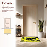 Ultra Soft Area Rug, Non Slip, Stain Resistant, Washable Area Rugs for Living Room, Bedroom, Bold Contrast Cartoon Skull Aesthetic(Yellow)