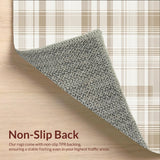 Ultra Soft Area Rug, Non Slip, Stain Resistant, Washable Area Rugs for Living Room, Bedroom, Modern Neutral Plaid in Warm Beige with Crisp White and Taupe Linear Motifs(Beige)