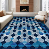 Ultra Soft Area Rug, Non Slip, Stain Resistant, Washable Area Rugs for Living Room, Bedroom, Luxurious Textured Striped Motif(Blue)