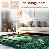 Ultra Soft Area Rug, Non Slip, Stain Resistant, Washable Area Rugs for Living Room, Bedroom, Distinctive Woodcut Animal Scene(Green)