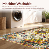 Ultra Soft Area Rug, Non Slip, Stain Resistant, Washable Area Rugs for Living Room, Bedroom, Abstract Colorful Floral Harmony(Yellow)
