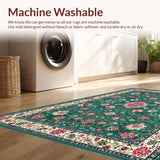 Ultra Soft Area Rug, Non Slip, Stain Resistant, Washable Area Rugs for Living Room, Bedroom, Radiant Vintage Ogee Design(Green)