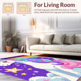 Ultra Soft Area Rug, Non Slip, Stain Resistant, Washable Area Rugs for Living Room, Bedroom, Sparkling Magical Unicorn Landscape(White)