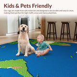 Ultra Soft Area Rug, Non Slip, Stain Resistant, Washable Area Rugs for Living Room, Bedroom, Vibrant Satellite World Map Design(Blue)