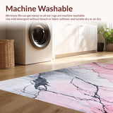 Ultra Soft Area Rug, Non Slip, Stain Resistant, Washable Area Rugs for Living Room, Bedroom, Chic Gray and Pink Geometric Aesthetic(Pink)