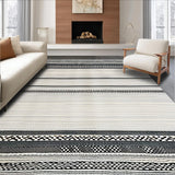 Ultra Soft Area Rug, Non Slip, Stain Resistant, Washable Area Rugs for Living Room, Bedroom, Chic Black and White Trellis Artwork(White)