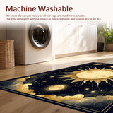 Ultra Soft Area Rug, Non Slip, Stain Resistant, Washable Area Rugs for Living Room, Bedroom, Celestial Moonlit Abstract Style(Gold)