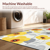 Ultra Soft Area Rug, Non Slip, Stain Resistant, Washable Area Rugs for Living Room, Bedroom, Contemporary Flower Pattern Fusion(Red)