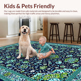 Ultra Soft Area Rug, Non Slip, Stain Resistant, Washable Area Rugs for Living Room, Bedroom, Chic Dark Blue Trellis Style(Blue)