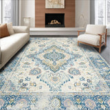 Ultra Soft Area Rug, Non Slip, Stain Resistant, Washable Area Rugs for Living Room, Bedroom, Rustic Light Grey Tiled Design(Beige)