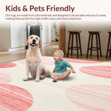 Ultra Soft Area Rug, Non Slip, Stain Resistant, Washable Area Rugs for Living Room, Bedroom, Cream & Pink Area Contemporary(Red)