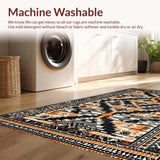 Ultra Soft Area Rug, Non Slip, Stain Resistant, Washable Area Rugs for Living Room, Bedroom, Contemporary Abstract Linear Aesthetics(Black)