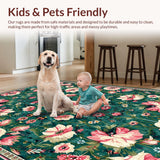Ultra Soft Area Rug, Non Slip, Stain Resistant, Washable Area Rugs for Living Room, Bedroom, Playful Multi-Colored Medallion Blend(Green)