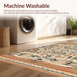 Ultra Soft Area Rug, Non Slip, Stain Resistant, Washable Area Rugs for Living Room, Bedroom, Bold Cultural Inspired Decorative Elements(Orange)