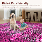 Ultra Soft Area Rug, Non Slip, Stain Resistant, Washable Area Rugs for Living Room, Bedroom, Vibrant Animal Print with Bold Stripes(Pink)