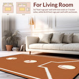 Ultra Soft Area Rug, Non Slip, Stain Resistant, Washable Area Rugs for Living Room, Bedroom, Unique Rustic Baseball Fusion(Brown)