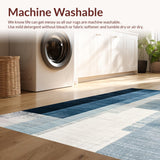 Ultra Soft Area Rug, Non Slip, Stain Resistant, Washable Area Rugs for Living Room, Bedroom, Modern Ombre Stripe Patterned Carpet(Blue)