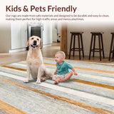 Ultra Soft Area Rug, Non Slip, Stain Resistant, Washable Area Rugs for Living Room, Bedroom, Stylish Striped Area Rug Neutral Tones Modern Style(Gray)