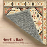 Ultra Soft Area Rug, Non Slip, Stain Resistant, Washable Area Rugs for Living Room, Bedroom, Beige Brown Boho Design(Beige)
