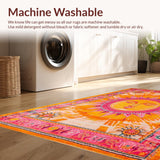 Ultra Soft Area Rug, Non Slip, Stain Resistant, Washable Area Rugs for Living Room, Bedroom, Sunny Whimsical Boho Splash(Orange)