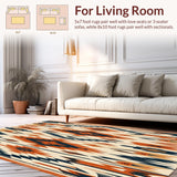 Ultra Soft Area Rug, Non Slip, Stain Resistant, Washable Area Rugs for Living Room, Bedroom, Southwest Boho Area Rug Tribal Geometric Carpet(Orange)