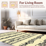 Ultra Soft Area Rug, Non Slip, Stain Resistant, Washable Area Rugs for Living Room, Bedroom, Sophisticated Vintage Soundwave Imagery(Black)
