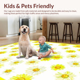 Ultra Soft Area Rug, Non Slip, Stain Resistant, Washable Area Rugs for Living Room, Bedroom, Charming Floral Yellow Accents(Yellow)