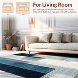 Ultra Soft Area Rug, Non Slip, Stain Resistant, Washable Area Rugs for Living Room, Bedroom, Modern Ombre Stripe Patterned Carpet(Blue)