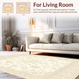 Ultra Soft Area Rug, Non Slip, Stain Resistant, Washable Area Rugs for Living Room, Bedroom, Sophisticated Area Reflection Collection Timeless Neutral Elegance(Beige)