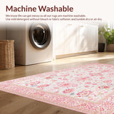Ultra Soft Area Rug, Non Slip, Stain Resistant, Washable Area Rugs for Living Room, Bedroom, Tranquil Dreamy Soft Petal Pattern(White)