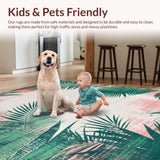 Ultra Soft Area Rug, Non Slip, Stain Resistant, Washable Area Rugs for Living Room, Bedroom, Vibrant Geometric Jungle Aesthetic(Pink)