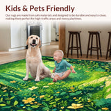 Ultra Soft Area Rug, Non Slip, Stain Resistant, Washable Area Rugs for Living Room, Bedroom, Joyful Colorful Garden Vibe(Green)